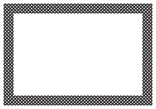 Vector rectangle frame border black symbol Celtic knot intertwined. Isolated on white background