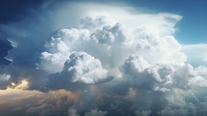 Naklejka na ściany i meble Storm cloud with lightning bolt top stock photos Ai generated art