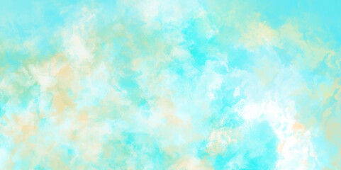 Abstract blue sky Watercolor background, Illustration, texture for design.Background with clouds on blue sky. Beautiful cloudscape with natural white tiny clouds,shiny and bright colorful background.
