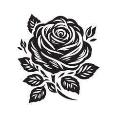 Enigmatic romance: Rose vector captured in a detailed silhouette - Valentine rose silhouette rose vector
