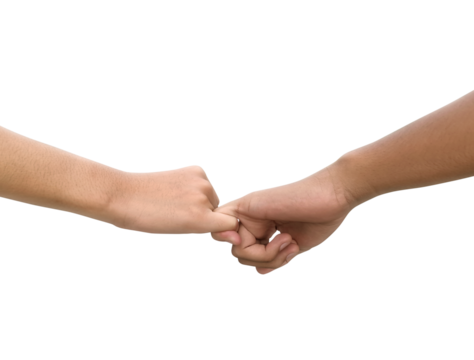 Image of a couple holding hands, transparent background