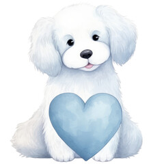 Fototapeta premium Valentine pet, cute dog, holding a heart, transparent background