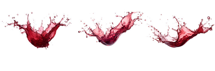 Set of  Red wine splash isolated  on a transparent background