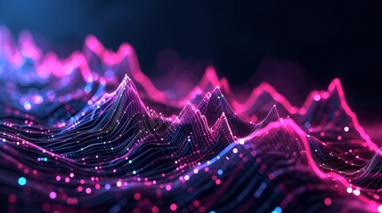 Abstract Digital Data Wave Visualization in Pink and Blue