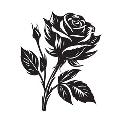 Whimsical and intricate: Rose vector in stunning silhouette - Valentine rose silhouette rose vector
