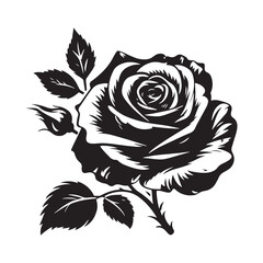 Enchanting rose vector showcased in detailed silhouette - Valentine rose silhouette rose vector
