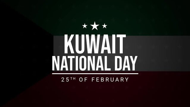 Kuwait National day celebration video animation with Kuwait flag in the background. Anniversary Celebration of Kuwait national day. February 25