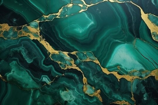 Elegant Emerald Green and Gold Marble Texture Background © Muh