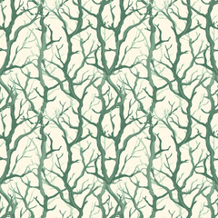 Moss-covered branches seamless pattern. Can be used for gift wrapping, wallpaper, background