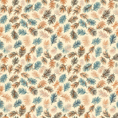Fototapeta premium Pine needles on the forest floor seamless pattern. Can be used for gift wrapping, wallpaper, background