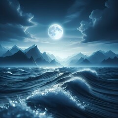 moon and waves