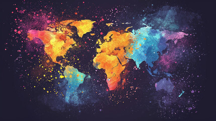 Abstract World Map Background. colorful map