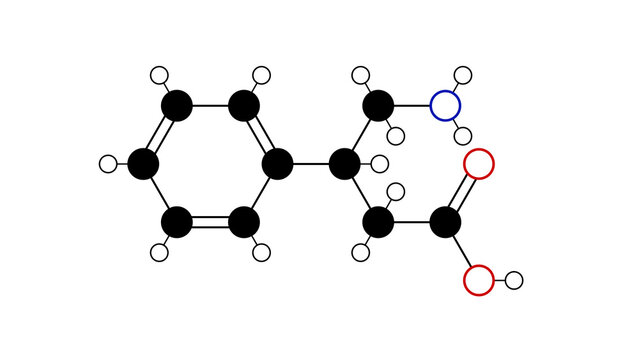 phenibut molecule, structural chemical formula, ball-and-stick model, isolated image central nervous system depressant