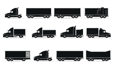 a semi-trailer truck silhouette and a set of vehicle icons