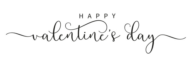 Happy Valentines Day black color brush calligraphy. Vector illustration