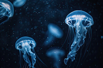 Fototapeta premium Isolated fantasy bioluminescent jellyfish in the sea