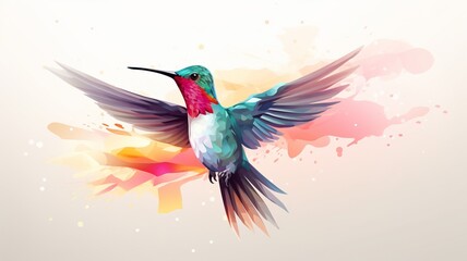 Vector art style hummingbird illustration paste image Ai generated art