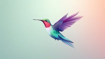 Fototapeta premium Vector art style hummingbird illustration paste picture Ai generated art