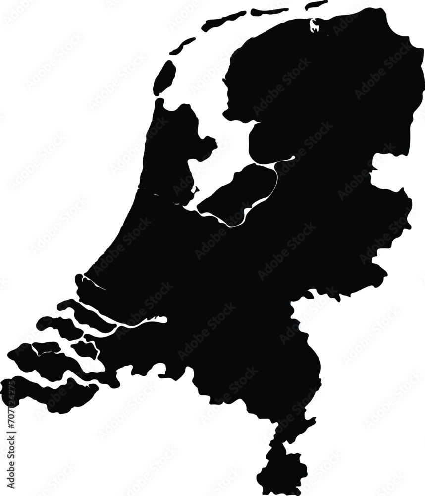 Poster simple (only sharp corners) map of netherlands vector drawing. mercator projection. filled and outli