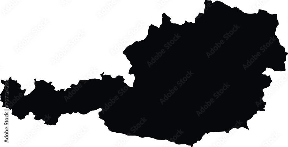 Poster simple (only sharp corners) map of austria vector drawing. mercator projection. filled and outline v