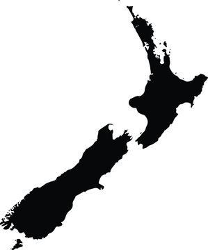recommend clip art: Vector Illustration of the Black Map of New Zealand on White Background