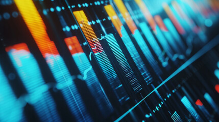 Financial Data Figures And Stock Market Analysis On The Blue and Orange Background