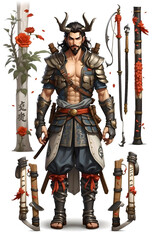 Obraz premium Ancient Samurai Warrior Character