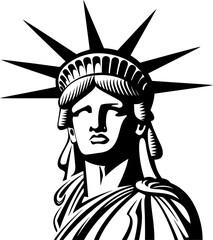 Statue of liberty tattoo silhouette in black color. Vector template for tattoo design. © StocknPicture