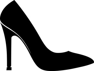 Woman high heel silhouette in black color. Vector template for laser cutting wall art.