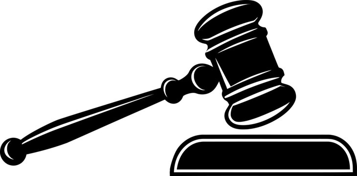 recommend clip art: Judge gavel silhouette icon in black color. Vector template design.