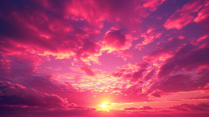 Fototapeta premium Pink sky Background. Shiny white, purple and pink beauty clouds background. Cloudy Sky. Moving Pink Clouds On Sky with Bright Sun Wallpaper