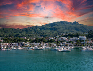 view of bay before the ischia island in italy - obrazy, fototapety, plakaty