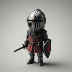 a figurine of a knight with a sword and a shield.

