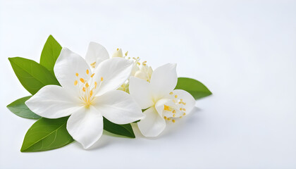Fototapeta na wymiar white jasmine flower on the white background. AI