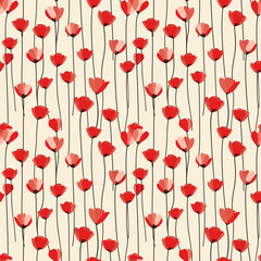 Red tulips seamless pattern. Can be used for gift wrapping, wallpaper, background