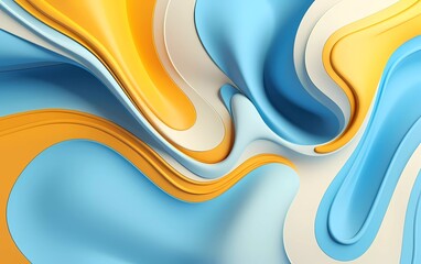 light blue mustard abstract 3D fluid circle background. generative ai