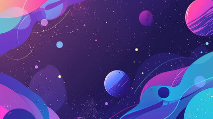 Fantasy purple blue galaxy background with planets and stars. Copy space.