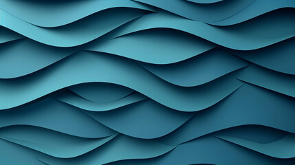 Paper cut blue ocean wave background.