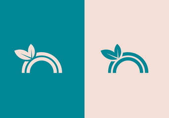 N letter eco logo, negative space volume icon letter N leave logo design element letter n leaf logo