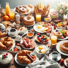 Gastronomic Delight: A Sumptuous Lunch Spread on a Table