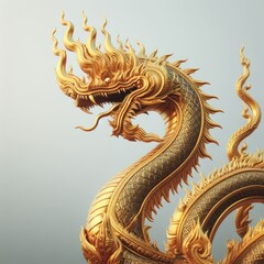 Fototapeta na wymiar golden dragon statue on the wall 