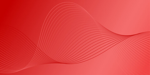 Abstract background with waves for banner. Medium banner size. Vector background with lines. Red color. Valentine's Day. Brochure, booklet - obrazy, fototapety, plakaty