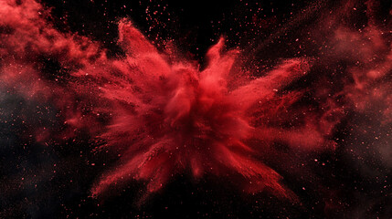 Red Powder Explosion on Black Background. Red Clouds - obrazy, fototapety, plakaty