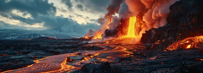 Fotobehang Fiery Volcanic Eruption © Andreas