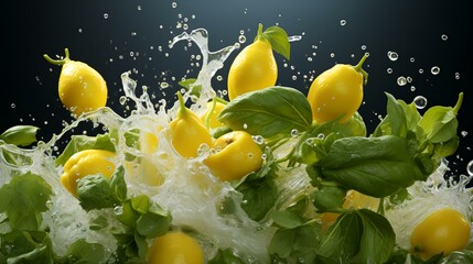 Falling Pattypan Squash on a White Background

