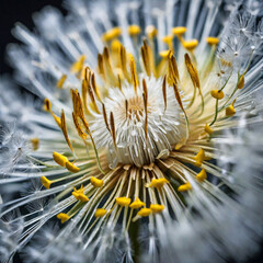 Close-up of dandelion flower and petals
