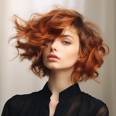 Coiffure volumineuse et styl&eacute;e : Personne &agrave; la chevelure cuivr&eacute;e ondul&eacute;e