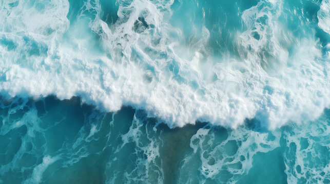 waves at Seychelles beach, Waves of water of the river and the sea meet each other during high tide and low tide top view, Ai generated image 