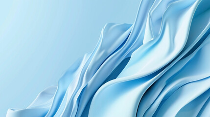 Blue silk or satin wavy abstract background with blank space for text.