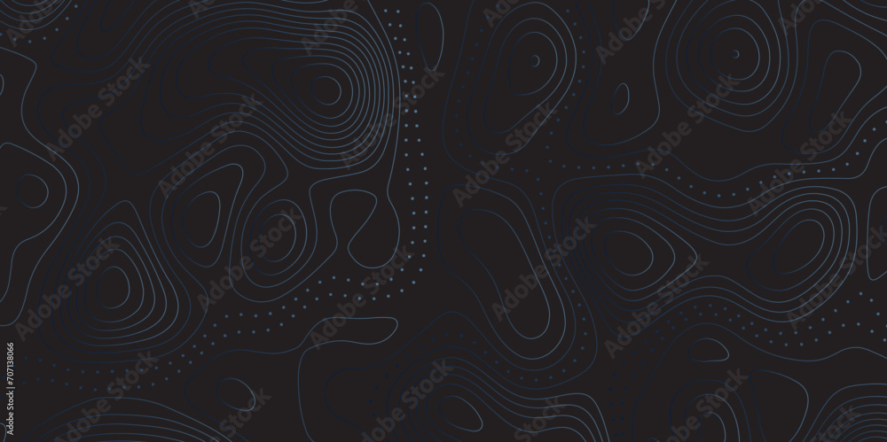Aufkleber Abstract black colorful gradient Topographic line map pattern background. Contour elevation topographic and textured Background Modern design with black background with topographic wavy patte.
